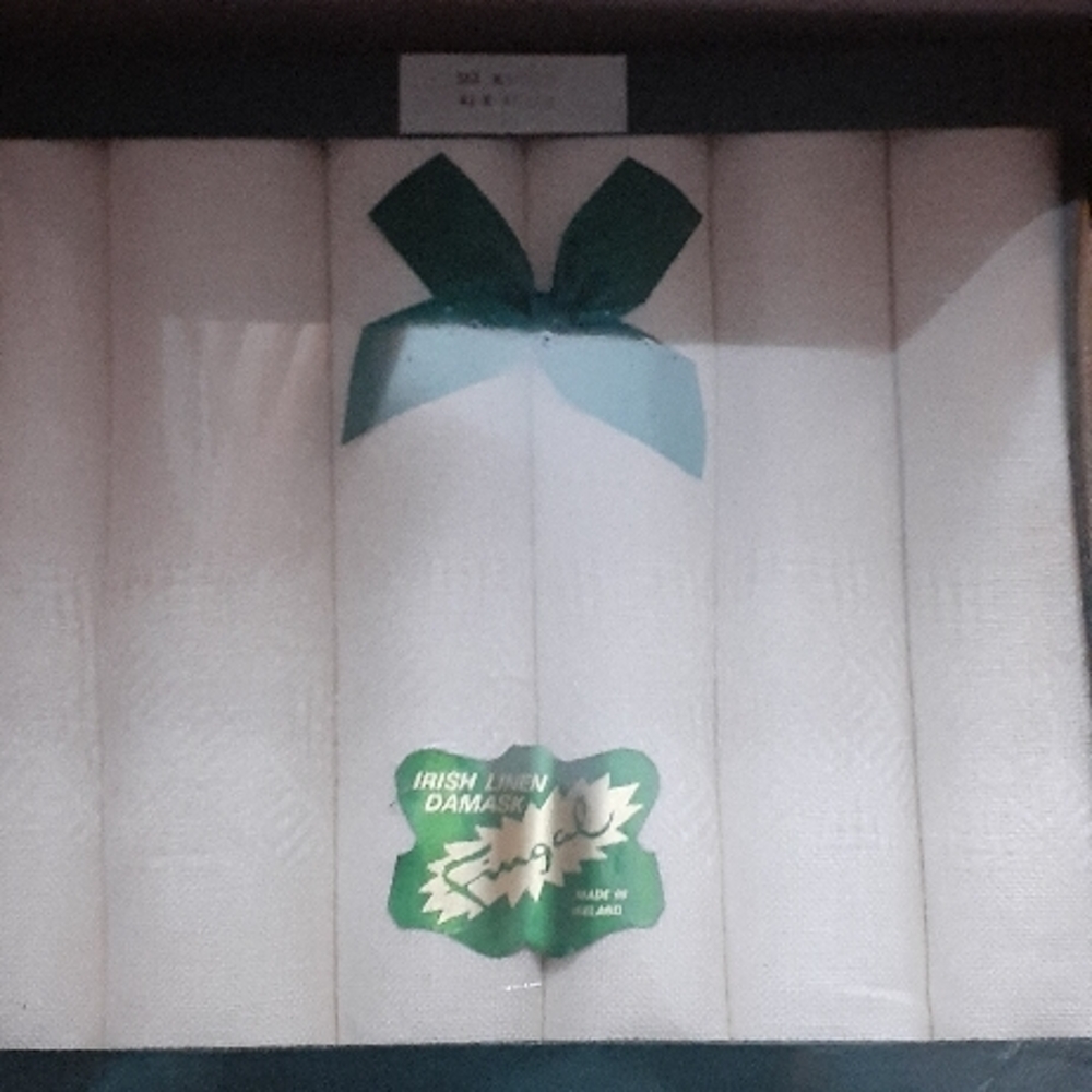 Irish Linen Damask Napkins - White